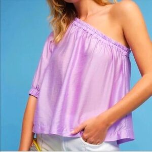 One Size Maeve Anthropologie One Shoulder Leonie Lilac Purple Top